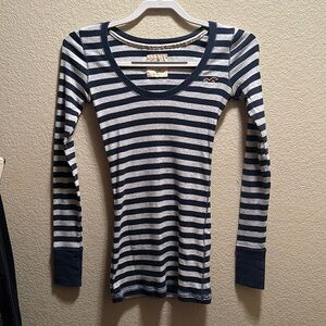Vintage Blue Striped Hollister Thermal